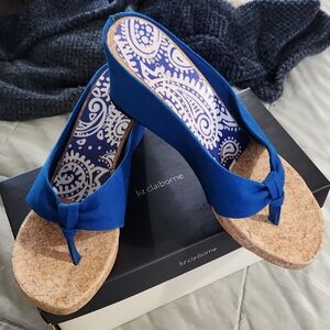 Liz Claiborne Cobalt Blue Canvas Comfort Sandals